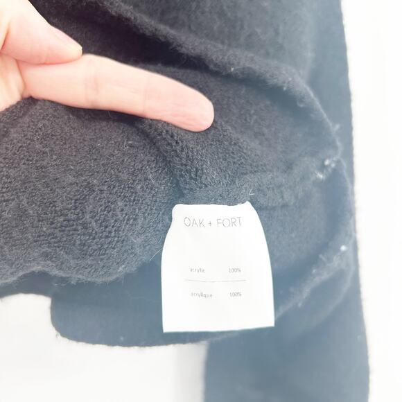 Oak + Fort Womens Fall Chic Knit Button Front Asymmetrical Sweater Size S Black - Picture 6 of 7